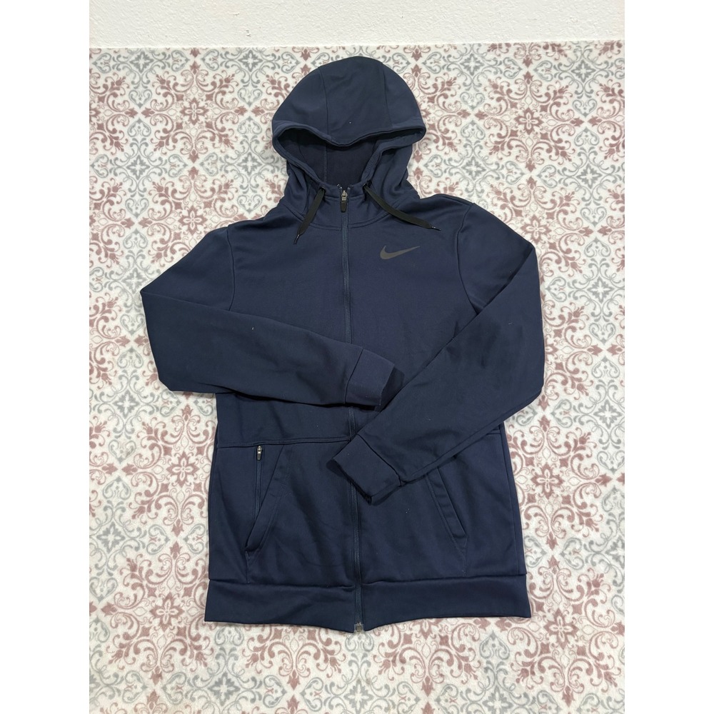 Nike Dri-FIT Mens Navy Blue Full Zip Training Hoodie Jacket Small 445591-477
